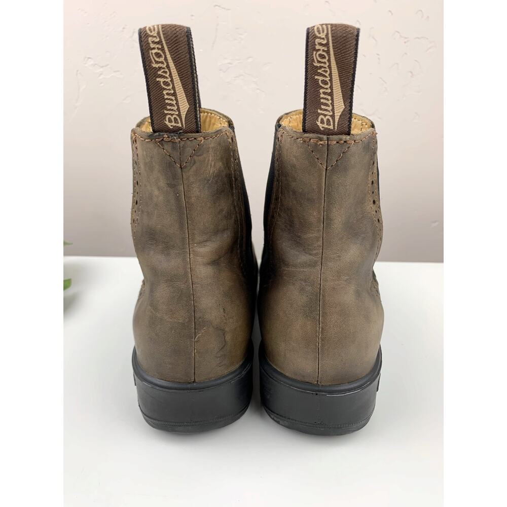 1351 High Top Blundstone Brown Chelsea Ankle Boots with Black Elastic Panels - Picture 10 of 12